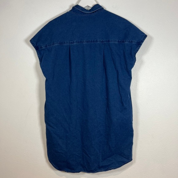 Outerknown Bee Denim Shirt Dress Sz. XS Blue Organic Cotton Button Front Relaxed - Picture 10 of 12